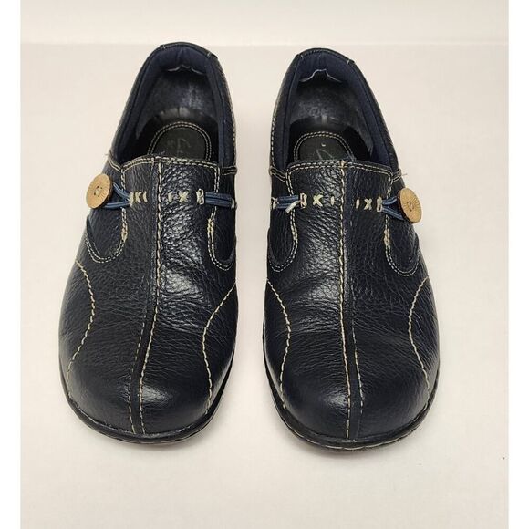 Clarks Bendables Women Navy Blue Leather Loafer Moccasin Shoes Size 8.5M - Picture 3 of 8